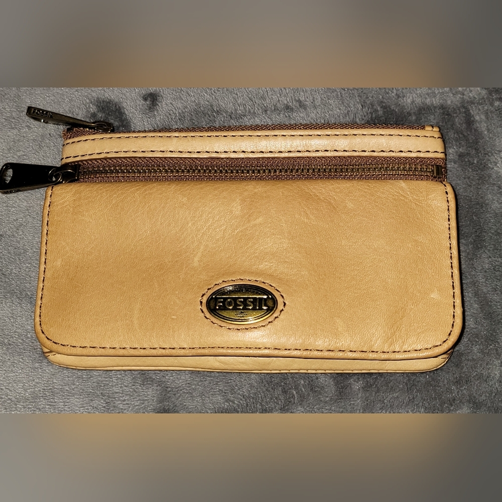 Fossil Explorer Flap Wallet - Natural Soft Leather Clutch Organizer - SL3246